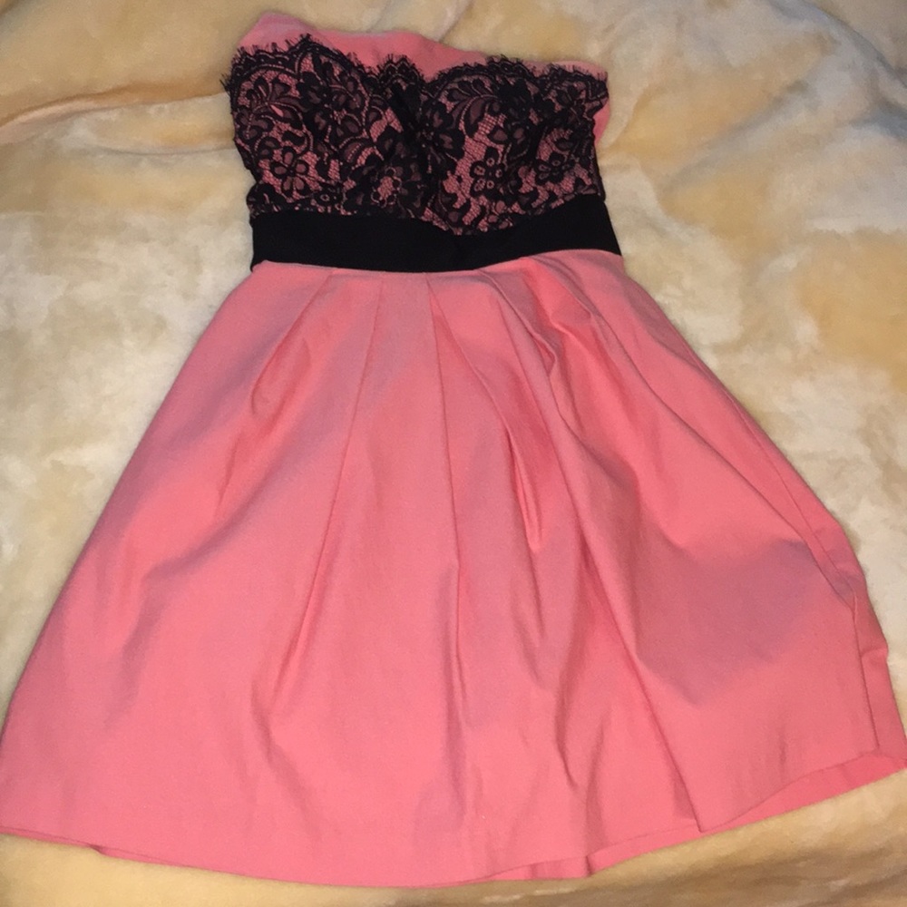 Pink homecoming dress with black lace